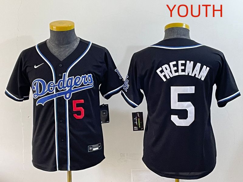 Youth 2025 Los Angeles Dodgers #5 Freeman Black Three generations Fashion Nike MLB Jersey style 5